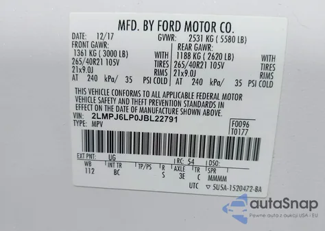 2018 Lincoln Mkx Reserve из США, поврежденный, VIN 2LMPJ6LP0JBL22791